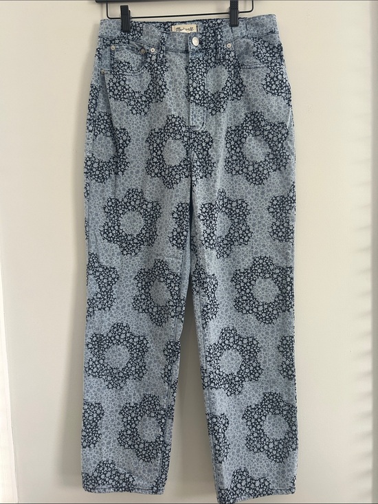 Madewell Denim - Madewell Light Blue Floral Print Straight Leg Jeans